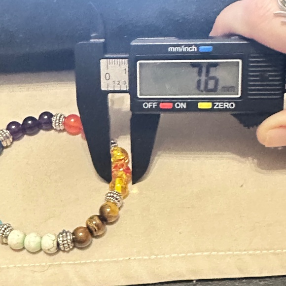2/$10 Multicolor 7 stone chakra stretchy bracelet w/silver tone spacer beads - Picture 16 of 16